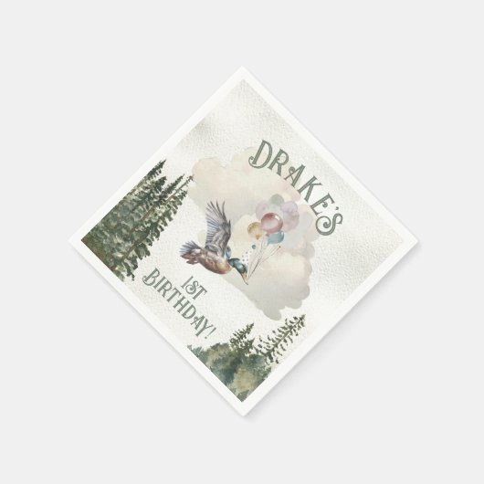 Serviette En Papier Lucky Duck 1ère fête d'anniversaire (Coin)