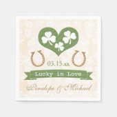 Serviette En Papier Lucky Horseshoe et Mariage Shamrock (Devant)