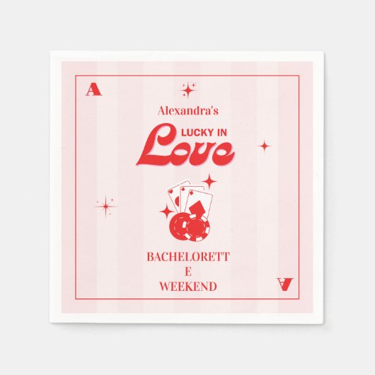 Serviette En Papier Lucky In Love Bachelorette Week-end (Devant)