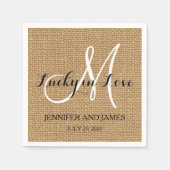 Serviette En Papier Lucky in Love Burlap Mariage Papier serviettes (Devant)