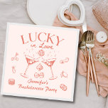 Serviette En Papier Lucky In Love Cocktails Bachelorette Party<br><div class="desc">Lucky In Love Peach Cocktails Bachelorette Party Napkins</div>