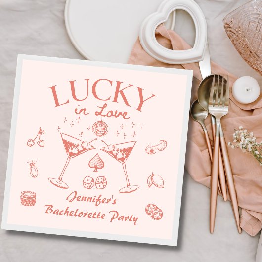 Serviette En Papier Lucky In Love Cocktails Bachelorette Party