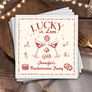Serviette En Papier Lucky In Love Cocktails Bachelorette Party Napkins