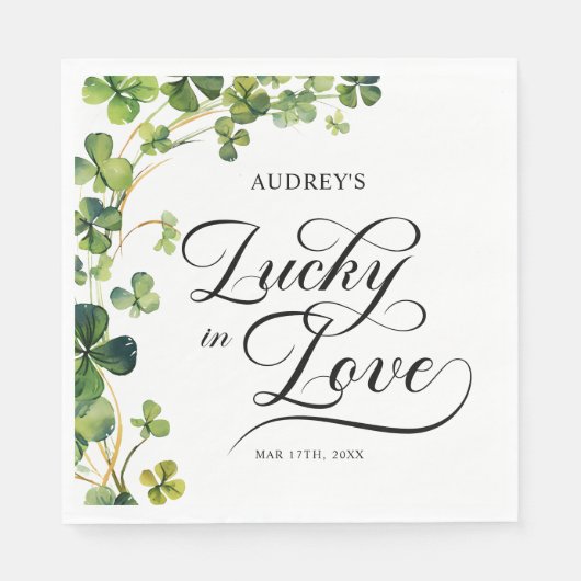 Serviette En Papier Lucky in Love Fête des mariées Shamrock vert (Devant)