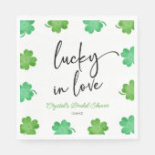 Serviette En Papier Lucky In Love Green Shamrock Clovers Fête des mari (Devant)