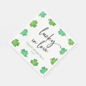 Serviette En Papier Lucky In Love Green Shamrock Clovers Fête des mari (Coin)