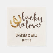 Serviette En Papier Lucky in Love Horseshoe Personnalisé (Devant)