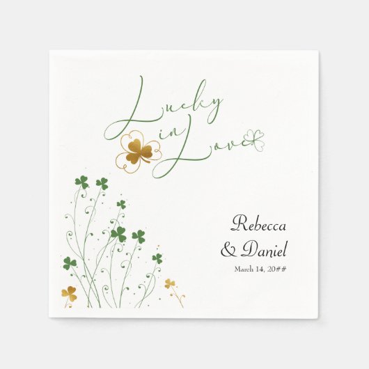 Serviette En Papier Lucky in Love Shamrock Mariage Fleur sauvage (Devant)