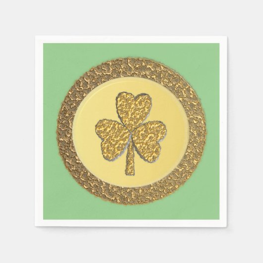 Serviette En Papier Lucky Irish Shamrock Gold Coin (Devant)