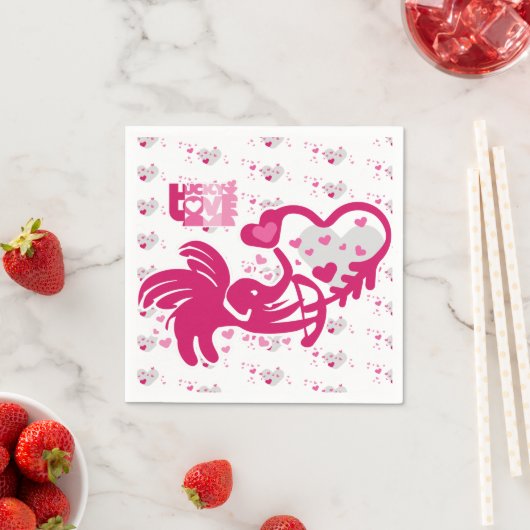 SERVIETTE EN PAPIER LUCKY LOVE ELEPHANT CUPID ELEPHANT BY MASANSER (En situation)