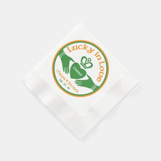 Serviette En Papier Lucky Love Irish Claddagh Mariage personnalisé (Coin)