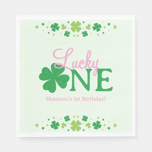 Serviette En Papier Lucky One First 1st Birthday Party (Devant)