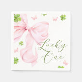 Serviette En Papier Lucky One Pink Bow 1st Birthday (Devant)