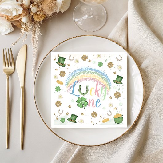 Serviette En Papier Lucky One Rainbow Birthday Napkins