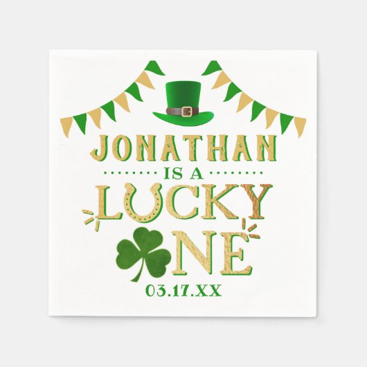 Serviette En Papier Lucky One St. Patrick's Day 1er anniversaire (Devant)