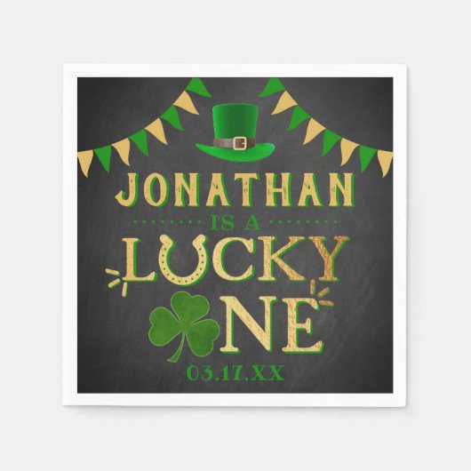 Serviette En Papier Lucky One St. Patrick's Day 1er anniversaire (Devant)