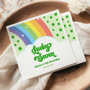 Serviette En Papier Lucky Seven Rainbow Cloches 7e fête d'anniversaire