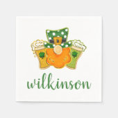 Serviette En Papier Lucky Shamrock Beers Leprechaun St Patrick's Name (Devant)