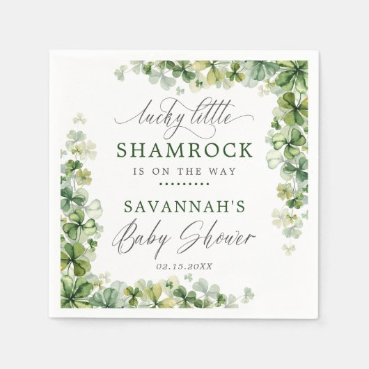 Serviette En Papier LuckyLittle Shamrock St. Patrick's Day Baby shower (Devant)