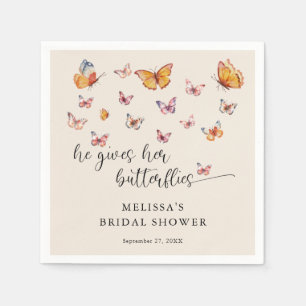 Serviette En Papier Lui me donne des papillons Mariage élégant