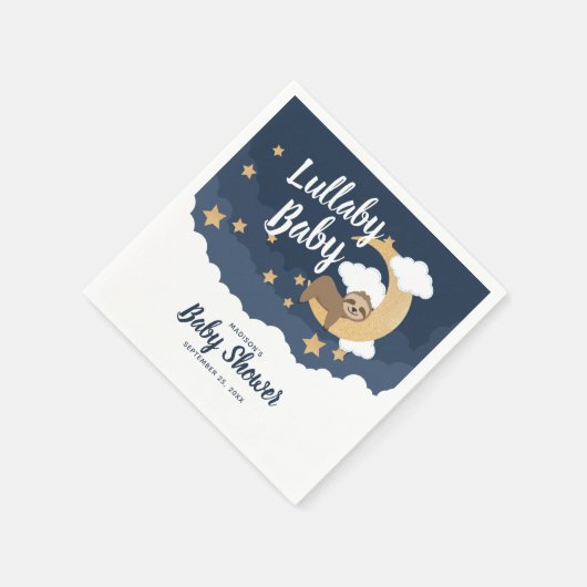 Serviette En Papier Lullaby Baby Sloth Moon Baby shower (Coin)