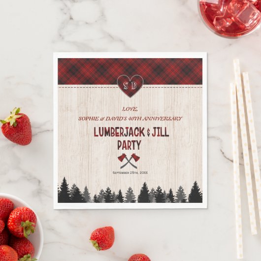 Serviette En Papier LumberJack et Jill Mariage Wood 40e anniversaire (En situation)