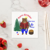 Serviette En Papier Lumberjack mignonne Ours Plaid Joyeux Anniversaire (En situation)