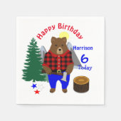 Serviette En Papier Lumberjack mignonne Ours Plaid Joyeux Anniversaire (Devant)