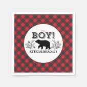 Serviette En Papier Lumberjack ours bébé garçon douche Napkin (Devant)
