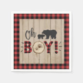 Serviette En Papier Lumberjack Ours Rouge Noir Plaid Baby shower Garço (Devant)