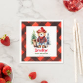 Serviette En Papier Lumberjack partie vaisselle joli ours en peluche (En situation)