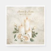 Serviette En Papier Lumière aux chandelles or et blanc (Devant)