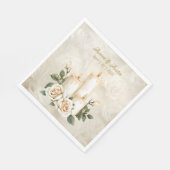 Serviette En Papier Lumière aux chandelles or et blanc (Coin)