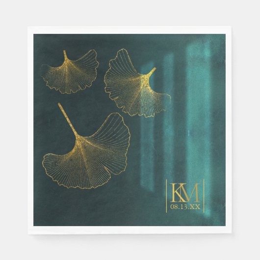 Serviette En Papier Lumière de la Lune Mariage Emerald Green ID881 (Devant)