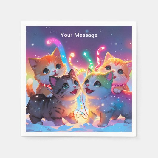 Serviette En Papier Lumière de Noël enchantée (Devant)