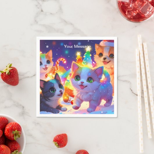 Serviette En Papier Lumière de Noël enchantée (En situation)