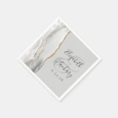 Serviette En Papier Lumière géode d'agate gris clair blanc or écriture (Coin)