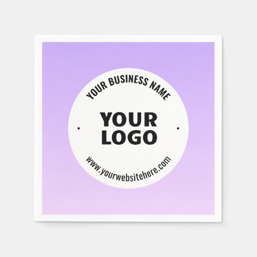 Serviette En Papier Lumière subtile violet Ombre et logo de votre entr (Devant)
