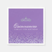 Serviette En Papier Lumière violet et Parties scintillant Quinceanera (Devant)