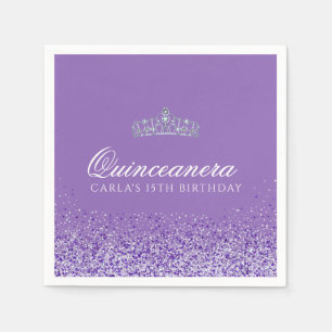Serviette En Papier Lumière violet et Parties scintillant Quinceanera