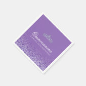 Serviette En Papier Lumière violet et Parties scintillant Quinceanera (Coin)