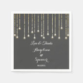 Serviette En Papier Lumières à cordes blanches noires Mariages rustiqu (Devant)