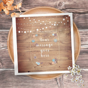 Serviette En Papier Lumières à cordes rustiques Mason Jar Peronalisé