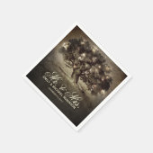 Serviette En Papier Lumières à cordes vieux chêne mariage rustique (Coin)