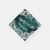 Serviette En Papier Lumières Blanches & Dentelle Rustique Turquoise Jo (Coin)
