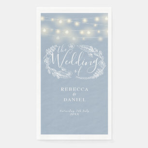 Serviette En Papier Lumières de Chaîne Bleu Poussiéreux Fleur Mariage