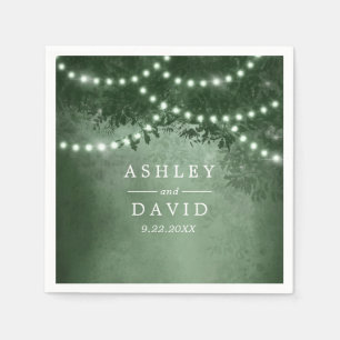 Serviette En Papier Lumières de chaîne d'arbre rustique Mariage vert