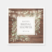 Serviette En Papier Lumières de Chaîne de Bois Rustique de Verdure Réc (Devant)