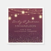 Serviette En Papier Lumières de chaîne de Bourgogne élégantes avec lan (Devant)