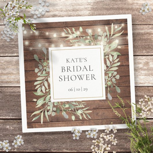 Serviette En Papier Lumières de Chaîne en Bois Rustique de la Verdure 